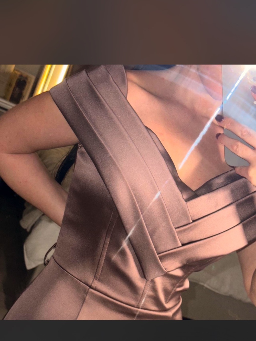 Women's Mauve Satin Off-Shoulder Cocktail Dress